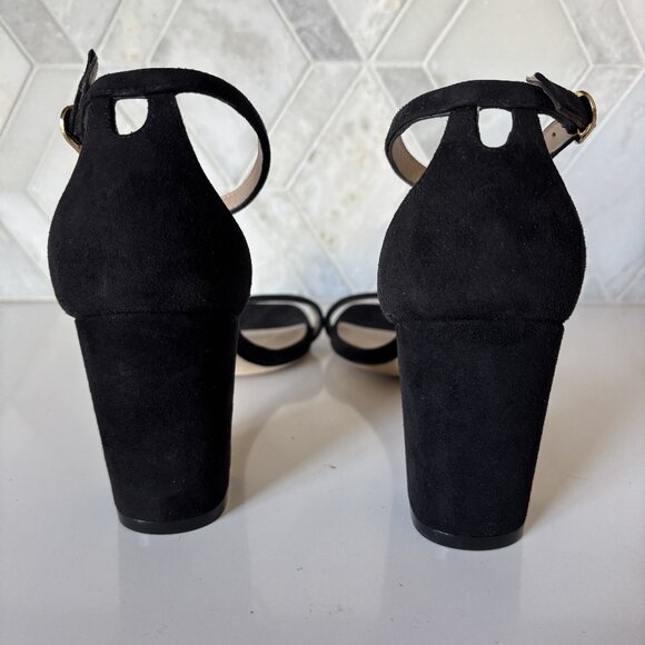 Stuart Weitzman Size 7B Block Heel Sandal Black Suede with Straps Nudistcurve - Picture 5 of 9
